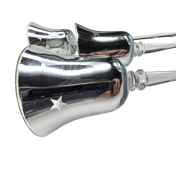 Silver Mercury Glass Candle Holders Stars Motif Varying Heights Set of 3 JJ3805 - Picture 6 of 11